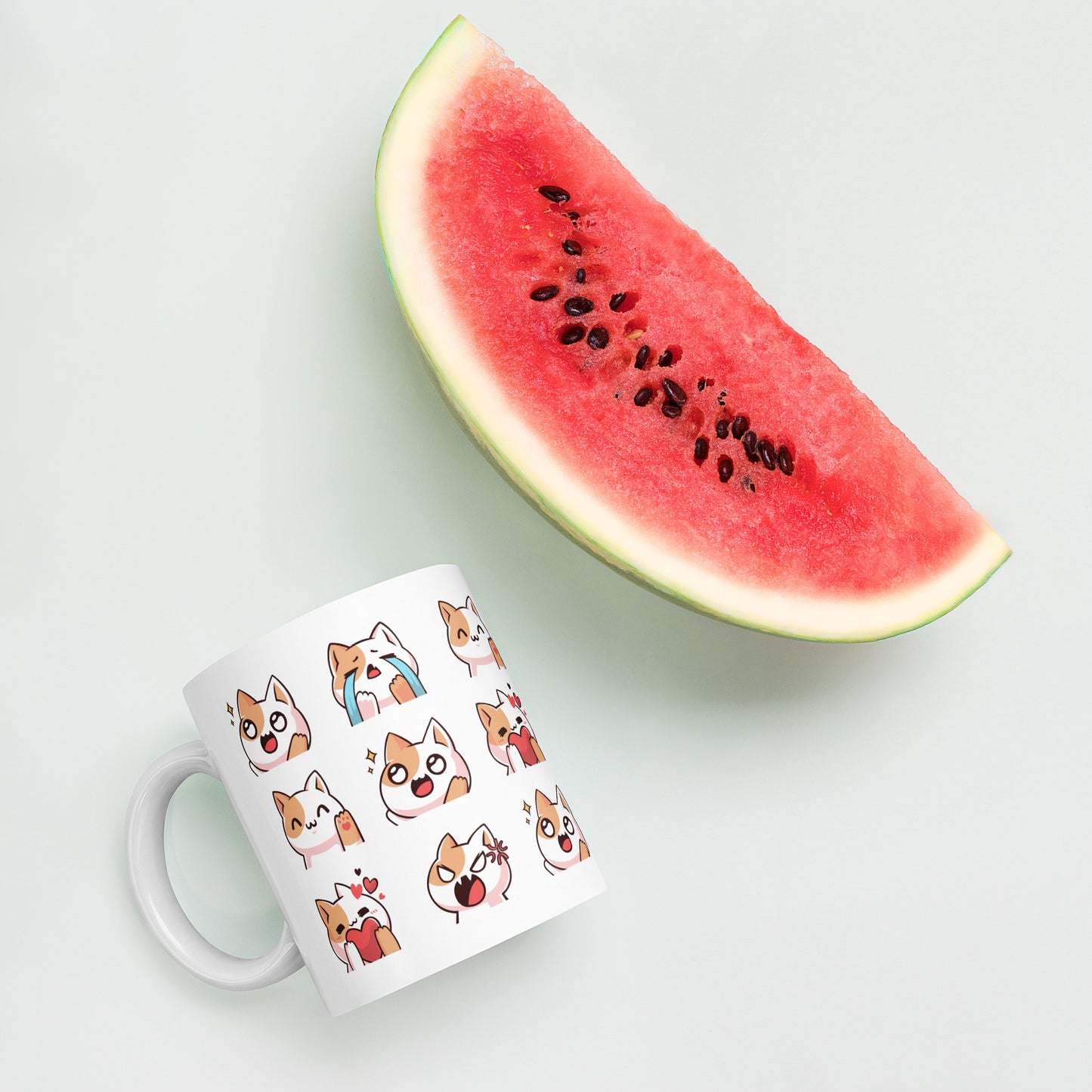 TAZA CERÁMICA blanca con gatitos kawaii