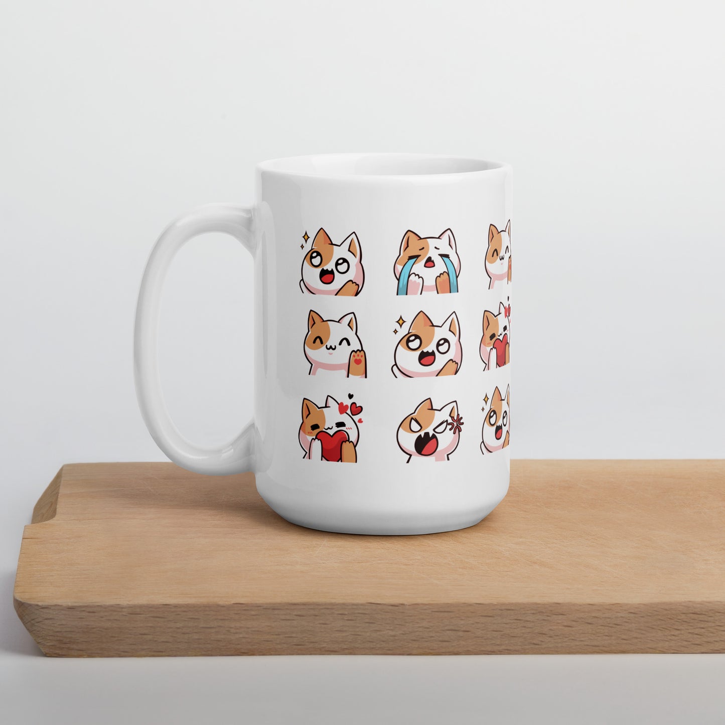 TAZA CERÁMICA blanca con gatitos kawaii