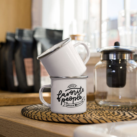 TAZA ESMALTADA con frase “My favorite people have paws” – 350 ml