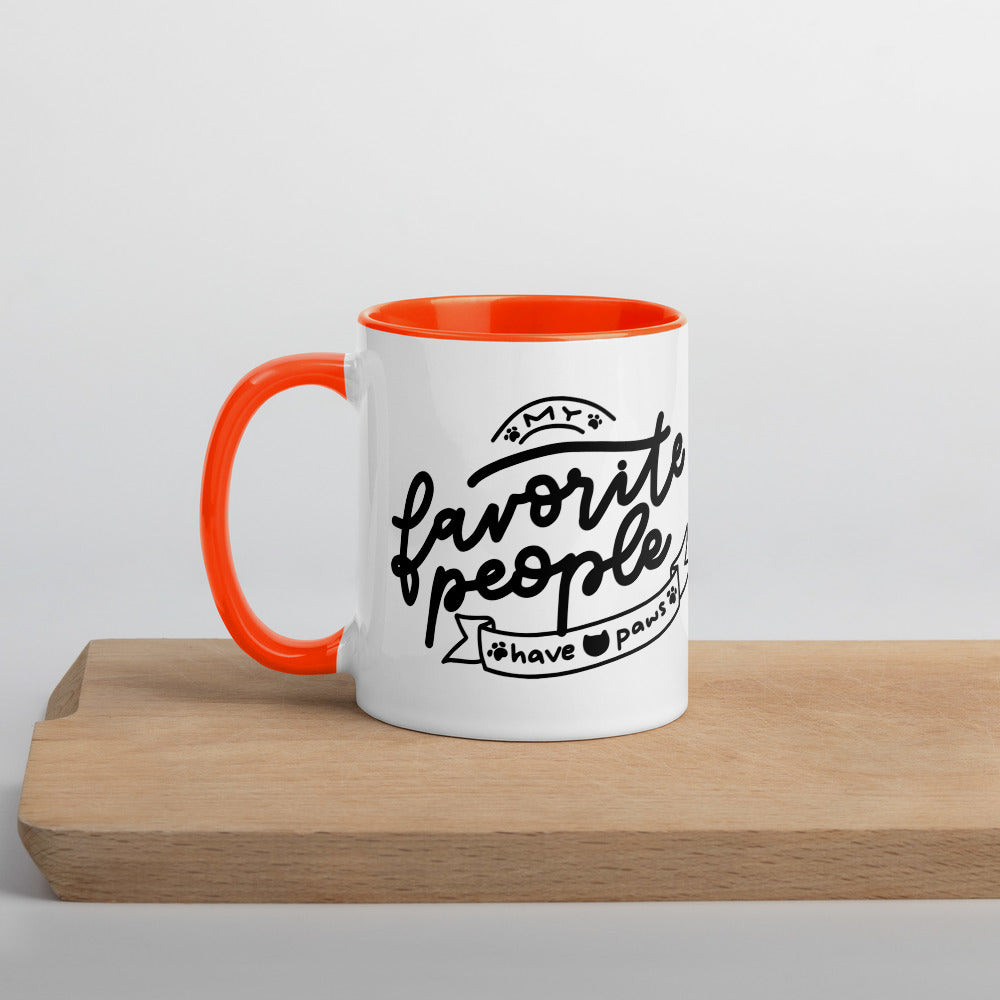 TAZA DE CERÁMICA con interior y asa de color – “My favorite people have paws”