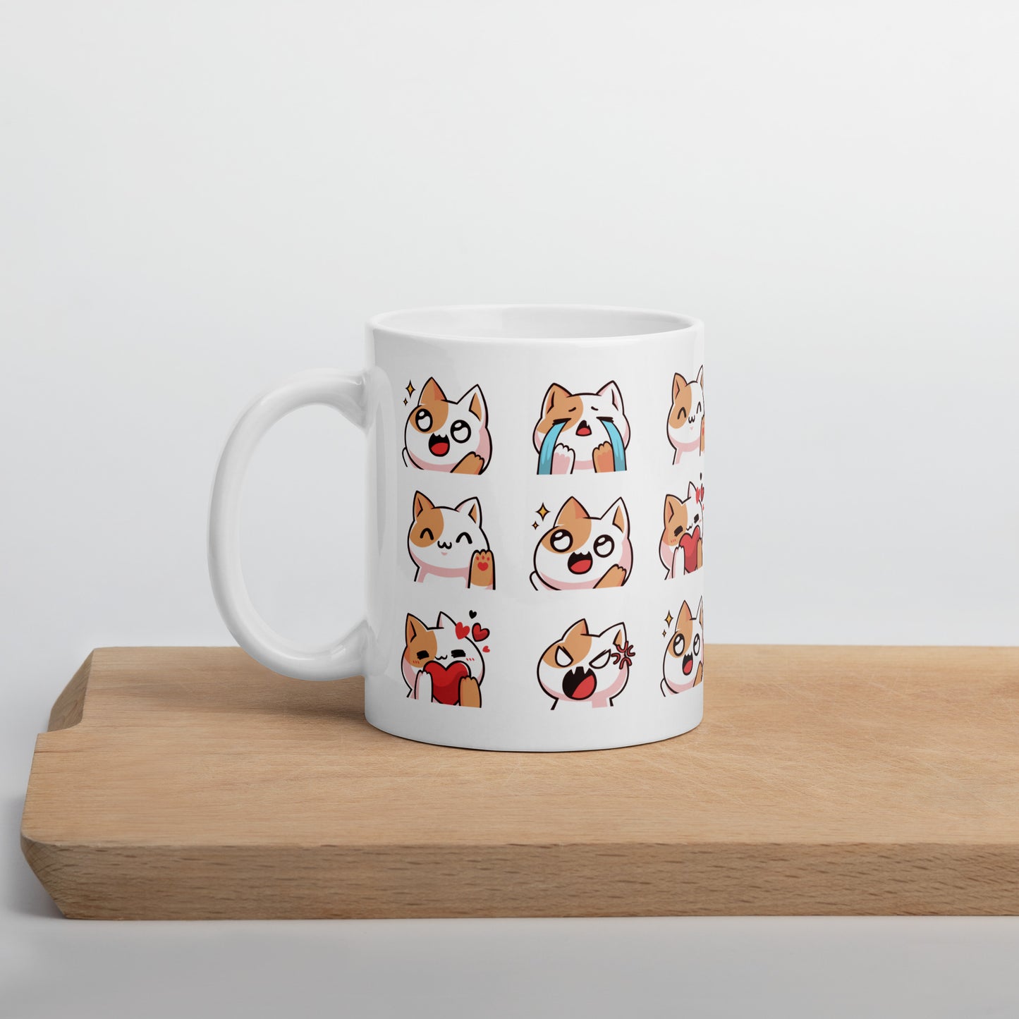 TAZA CERÁMICA blanca con gatitos kawaii