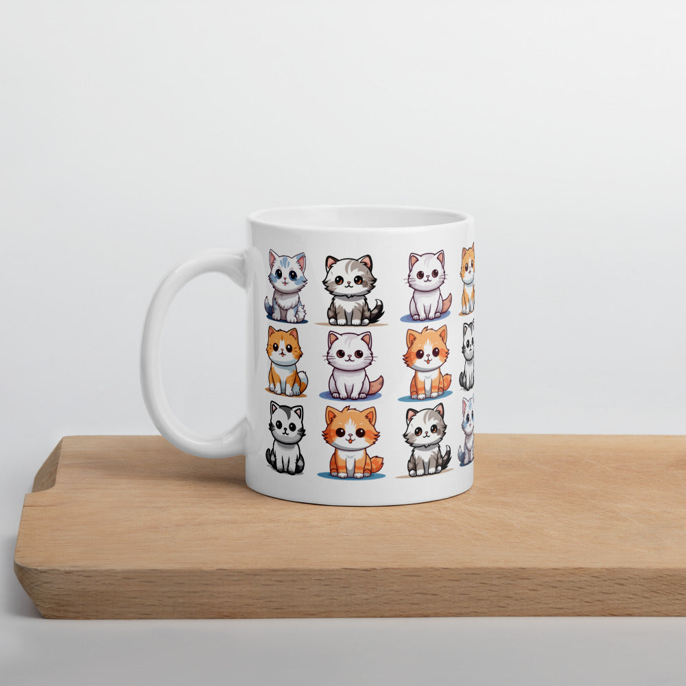 TAZA CERÁMICA blanca con gatos