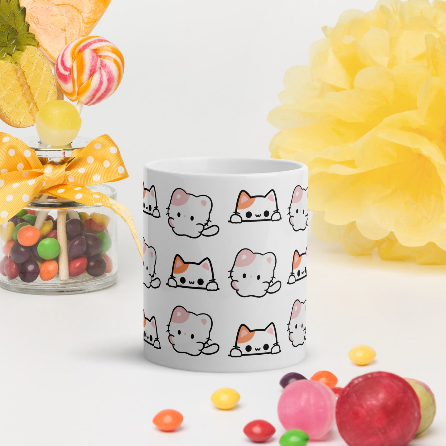 TAZA CERÁMICA blanca con gatitos