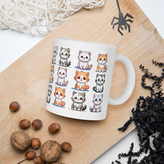 TAZA CERÁMICA blanca con gatos