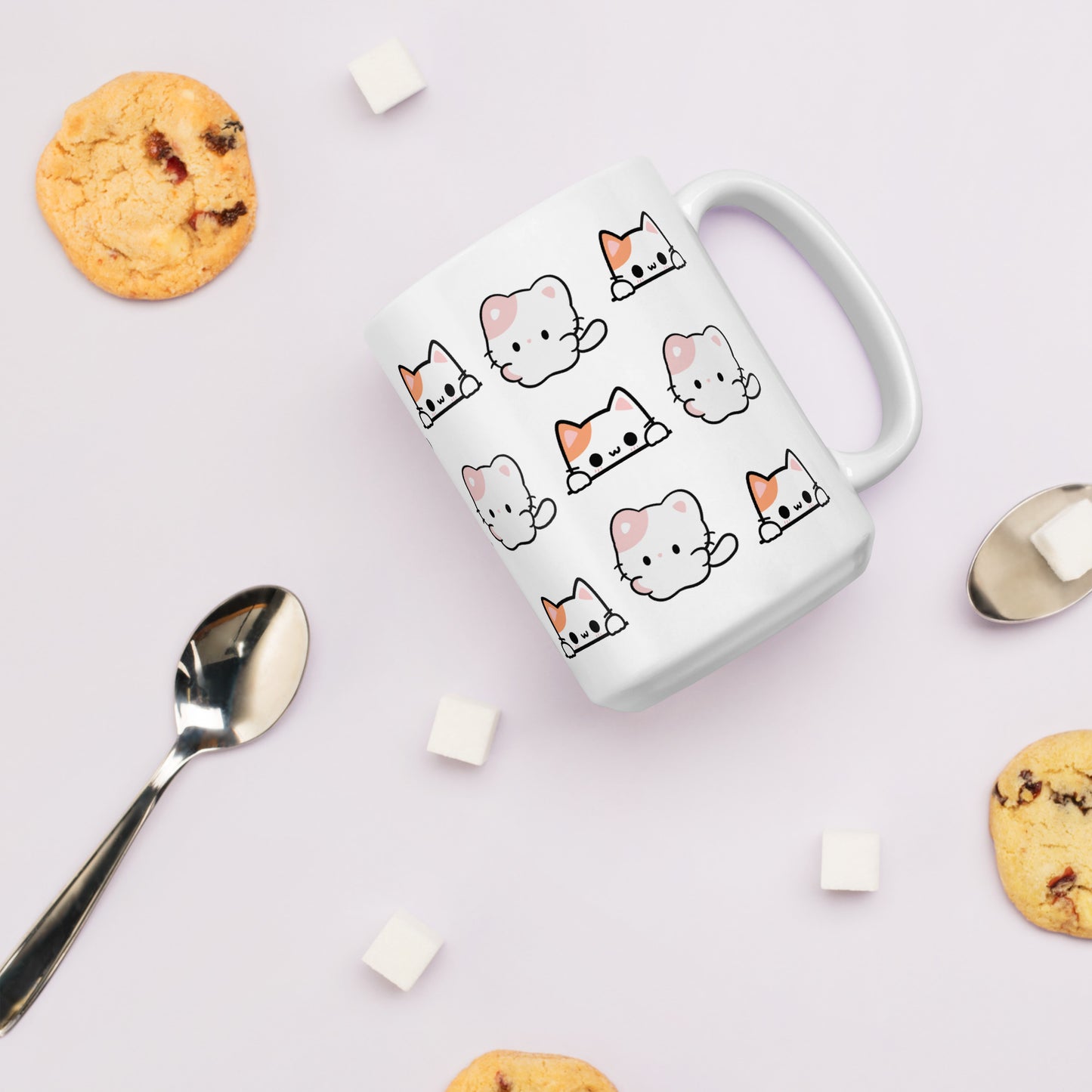 TAZA CERÁMICA blanca con gatitos