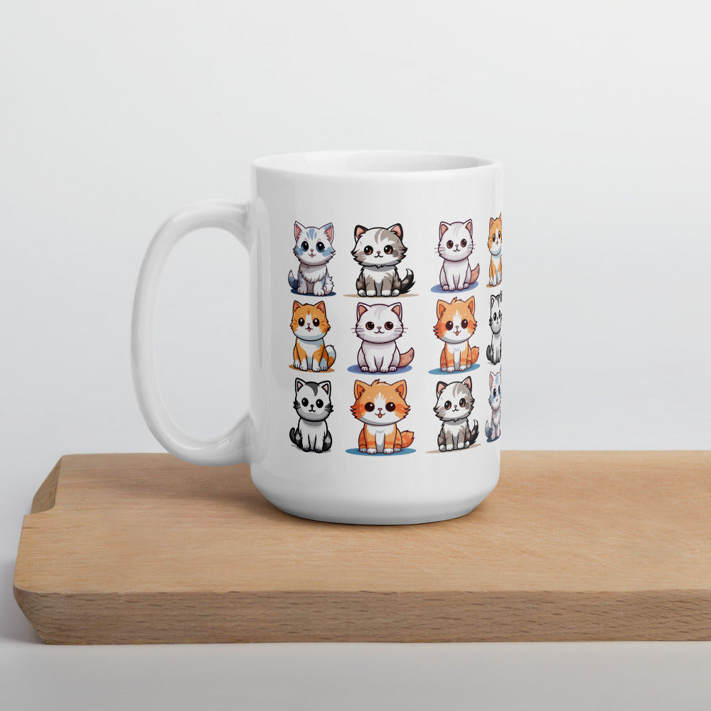 TAZA CERÁMICA blanca con gatos